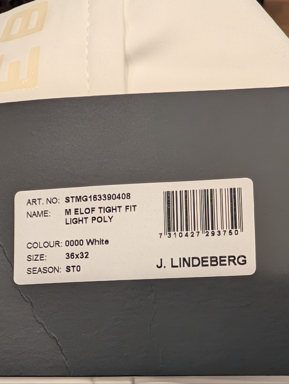 J. Lindeberg Elof Golf Pants 36x32 White LIGHT Poly Tight Fit NWT - Picture 4 of 6
